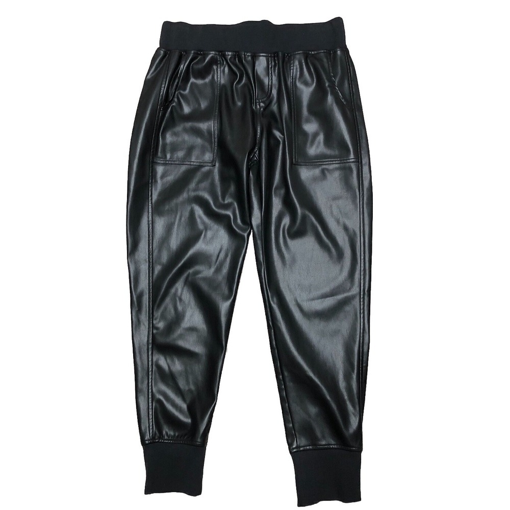 Sundays Brasada Joggers Women's M Black Stretch Vegan Leather Ankle Pants NEW‎ - Picture 2 of 9